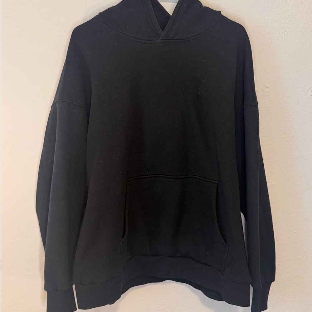 Men's Black Pullover Hoodie - Minimal Everyday Sweatshirt